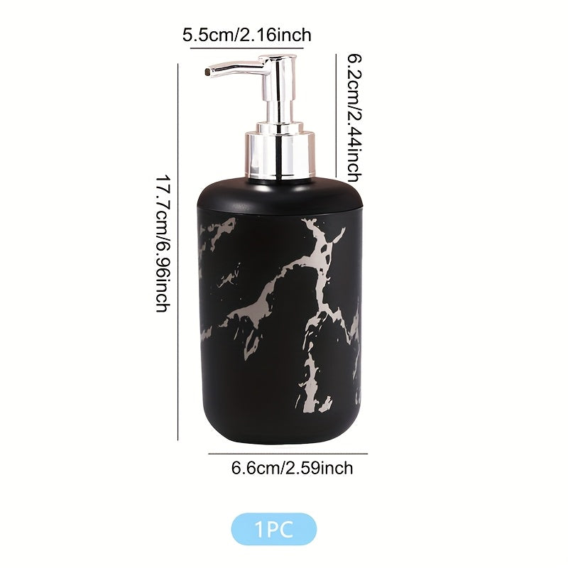 Dispensadores de plástico con textura de cerámica moderna, esenciales para el baño, para jabón de manos, champú y gel de baño, diseño elegante en blanco con vetas negras, no requieren electricidad