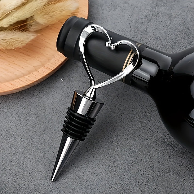 1 tapón de vino en forma de corazón elegante, de plástico ABS duradero, ideal para celebraciones y uso diario, mantiene el vino fresco