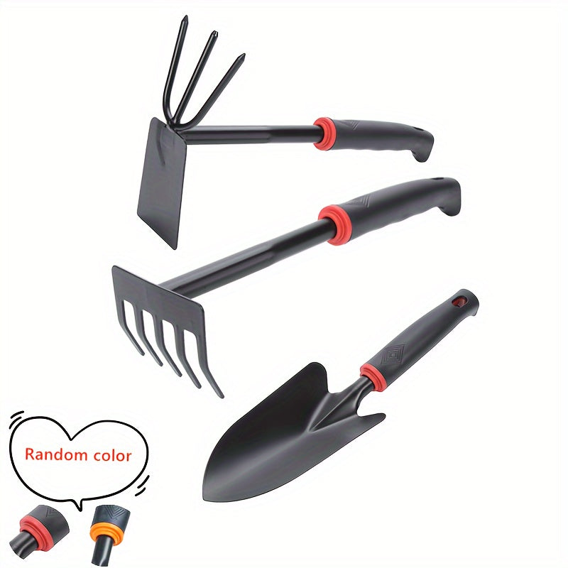 3pcs Juego De Herramientas De Mano Para Jardín, Pala Ancha, Cultivador De Mano, Rastrillo, Herramientas De Plantación De Doble Cara Para Cavar, Trasplantar Y Deshierbar, 11 "× 9"