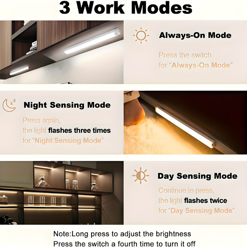 Luces Nocturnas LED Recargables por USB con Sensor de Movimiento - Iluminación Inalámbrica para Armarios Bajo Encimera - Magnético y Adhesivo de 5V para Pasillos, Cocina, Escaleras, Decoración del Hogar