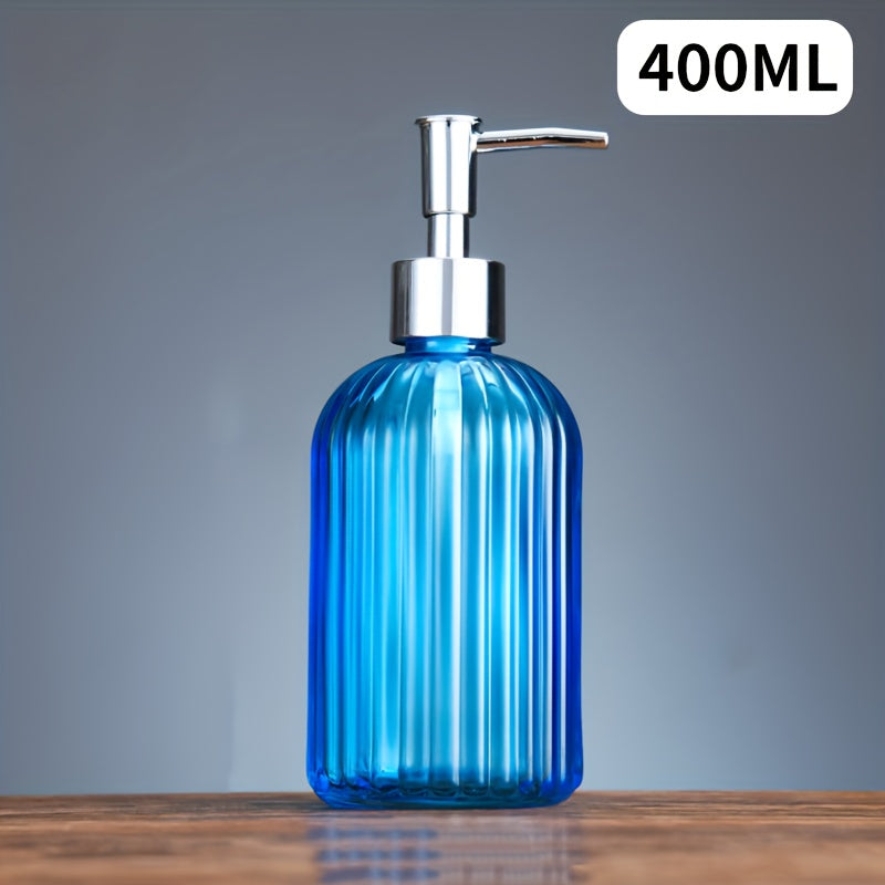 1pc Dispensador de jabón de vidrio, botella de loción de encimera de 400 ml con bomba, dispensador de desinfectante de manos para baño, botella vacía recargable para champú gel de ducha, accesorios de baño, decoración del hogar, muebles para el hogar