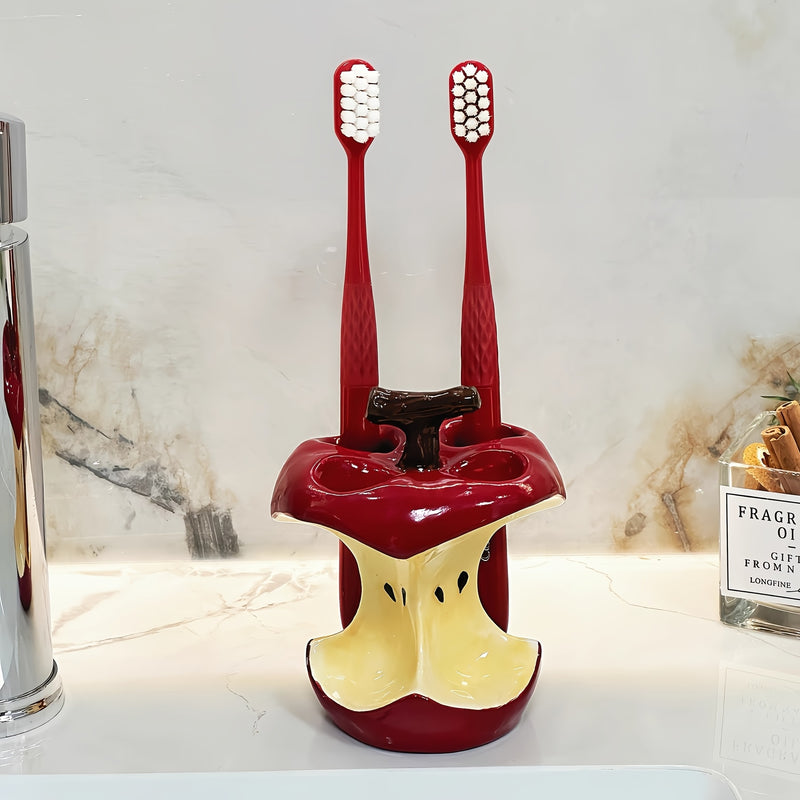 Portacepillos cerámico innovador y original en forma de núcleo de manzana, práctico y decorativo: la elección perfecta para el hogar o como un regalo especial