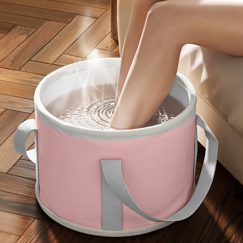 Baño de piernas plegable portátil de 12 pulgadas (30,48 cm) con mango ergonómico, no requiere electricidad, no tóxico ni libre de formaldehído, diseño rosa gris, adecuado para el hogar, dormitorio y relajación en viajes, adecuado para regalos de vacacion