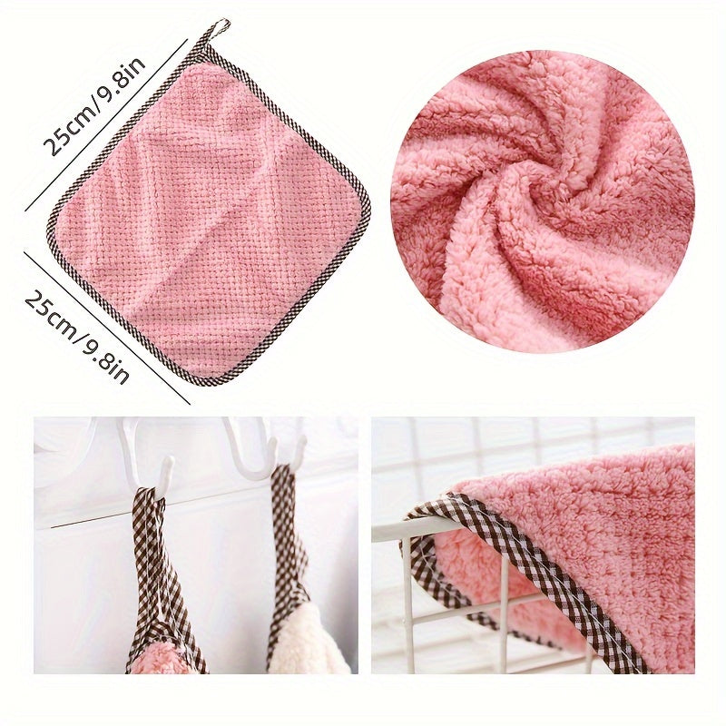 1 Paño de Microfibra para Limpieza, 25 × 25 cm, Ligero y Absorbente, Toalla Especial para Cocina con Diseño en Cuadros de Piña, Coral Velvet