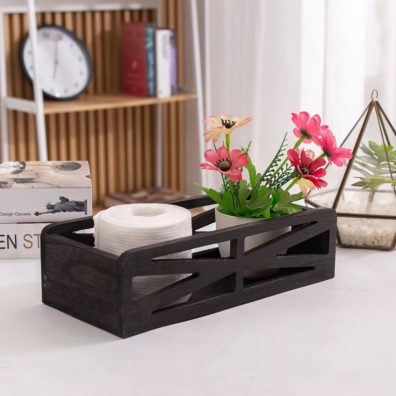 Caja de Almacenamiento de Madera Versátil - Impermeable, Organizador Multiusos para Esenciales de Baño & Decoración de Aromaterapia, Ganchos de Utilidad