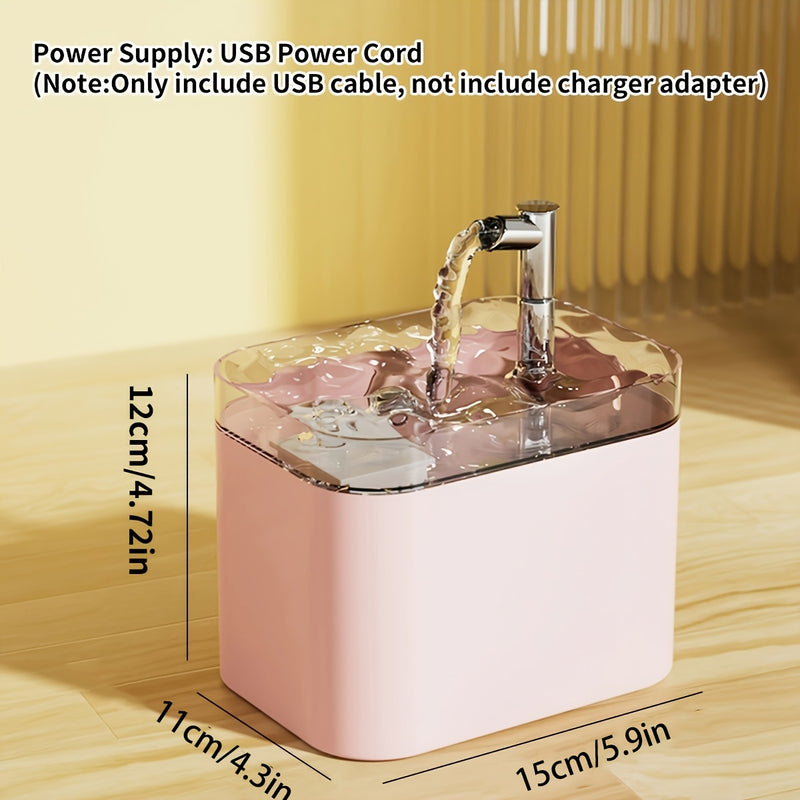 Fuente de Agua Automática para Gatos de 1.5L con Alimentación por USB, Grifo de Acero Inoxidable y Filtros - Hidratación Fresca y Circular para Mascotas Pequeñas