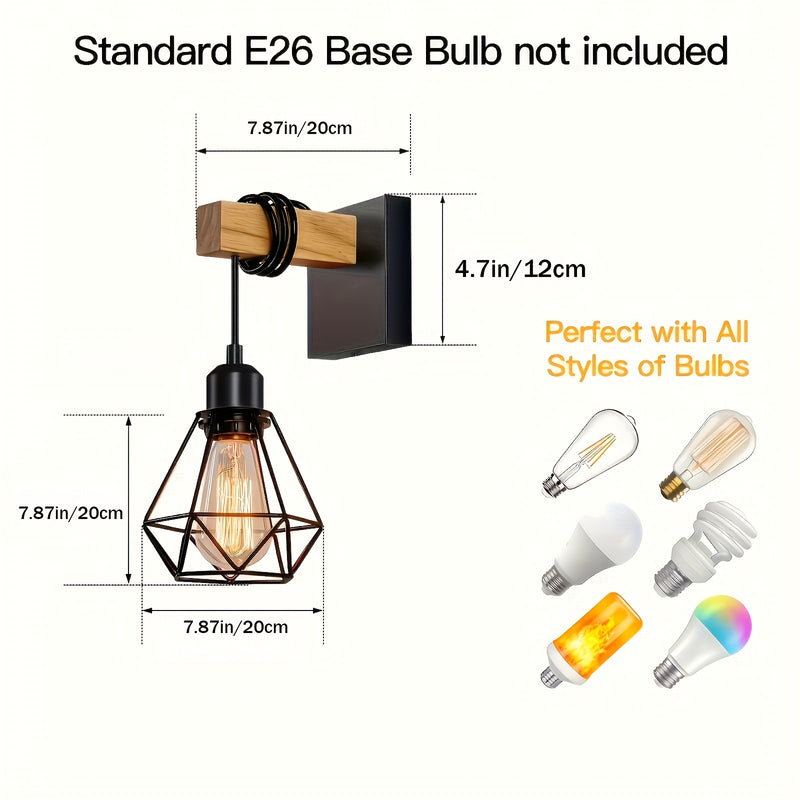 Juego de 2 luces de pared, iluminación montada en la pared de granja, lámparas de tocador negras con jaula de metal para baño, pasillo, sala de estar, espejo, dormitorio (excluyendo bombillas)