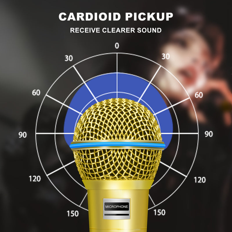 Micrófono metálico XGeS Audio con diafragma dorado, supercardioide, alta salida, malla de acero - Conector XLR alimentado por USB para karaoke, canto, transmisión en vivo, juegos, videoconferencia (amarillo), micrófono para computadora, configuración de
