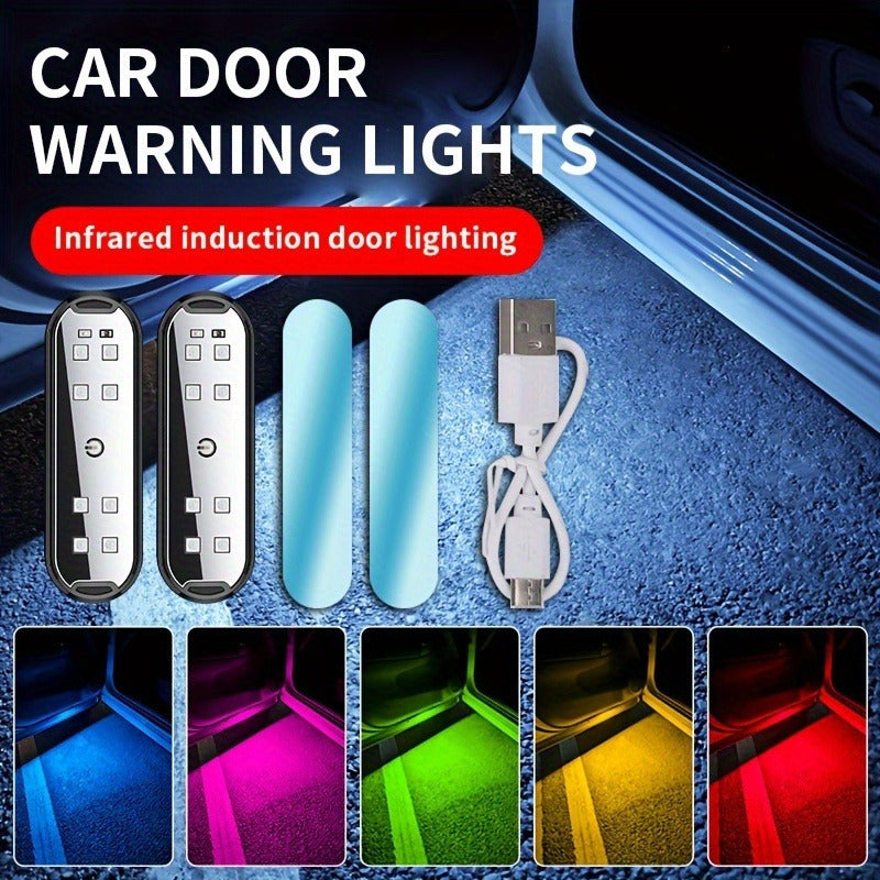 1pc Luz de Puerta de Coche LED Lámpara de Bienvenida con Control Magnético, Apertura Automática Seguridad Anticolisión Accesorios para el Coche Luz Ambiental LED - Carga USB