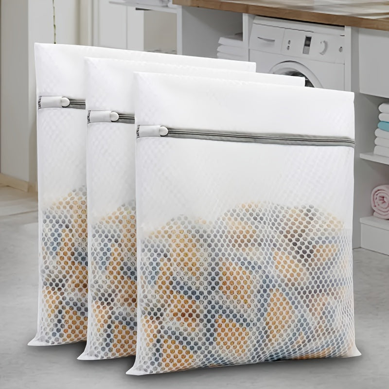 Bolsa De Lavado De Panal Premium De 3 Piezas, Bolsas De Lavandería De Malla Con Cremallera Para Ropa Delicada - Juego De 3 Bolsas Protectoras De Lavado Medianas (12x16 Pulgadas) - Protege La Ropa Durante El Lavado Y El Secado