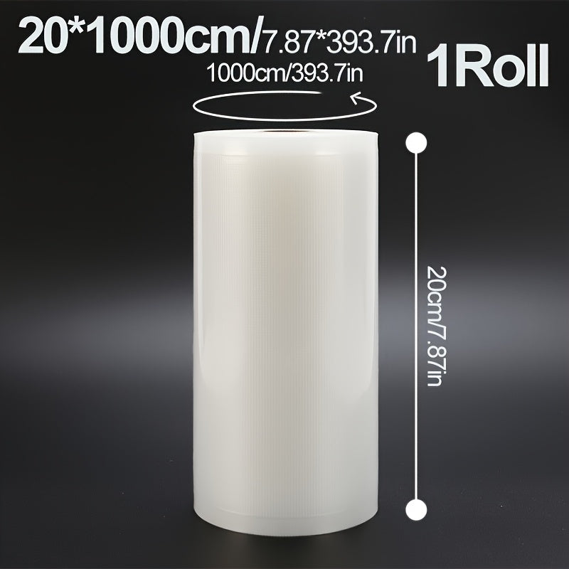 Rollo de Bolsas para Sellado al Vacío de 20 cm de Ancho y 10 m de Largo para Almacenamiento de Alimentos - Rollo Hermético Extra Grueso para Mantener la Frescura de Carne, Queso, Verduras y Frutas, Resistente para Congelador, Mantiene los Alimentos Fresc