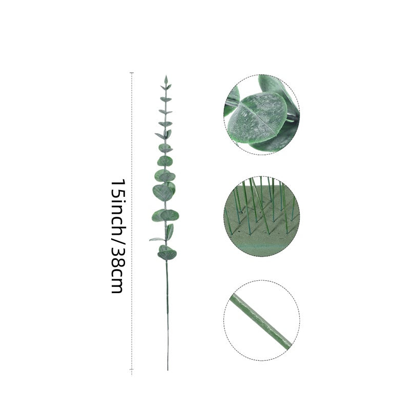 100 piezas de tallos de eucalipto artificiales, hojas de verde artificial, ramas de eucalipto de plástico para centro de mesa de bodas, ramo de flores, decoración de hogar de granja, ocasión de compromiso - Verde oscuro