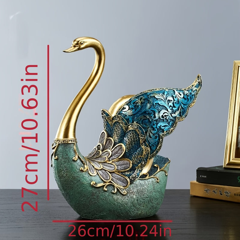 Elegante soporte de vino de cisne inspirado en Europa - Hecho de resina con detalles dorados, filas de exhibición para botellas de vino y vasos, perfecto para decorar el salón de la casa, decoración de vino.
