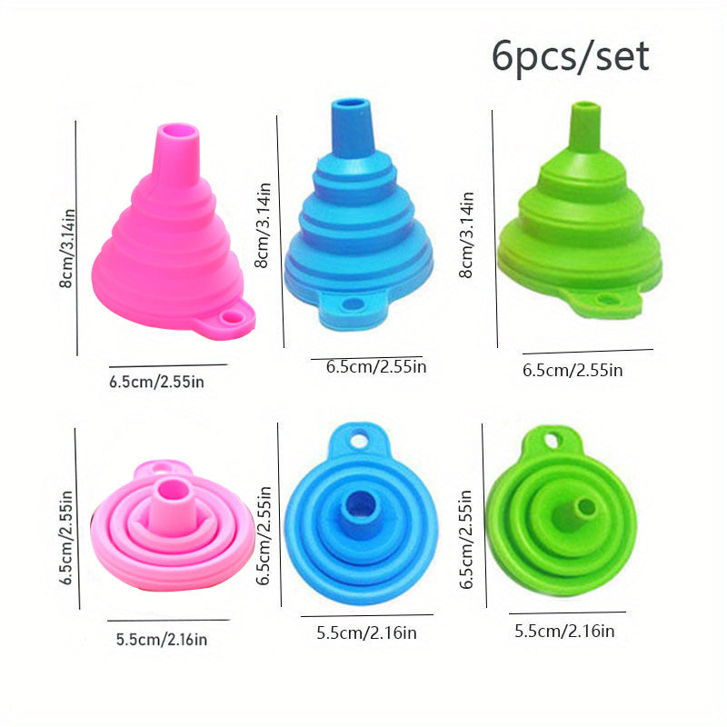 1/6pcs Embudos Plegables con Múltiples Diámetros, Aplicables a Suministros de Cocina