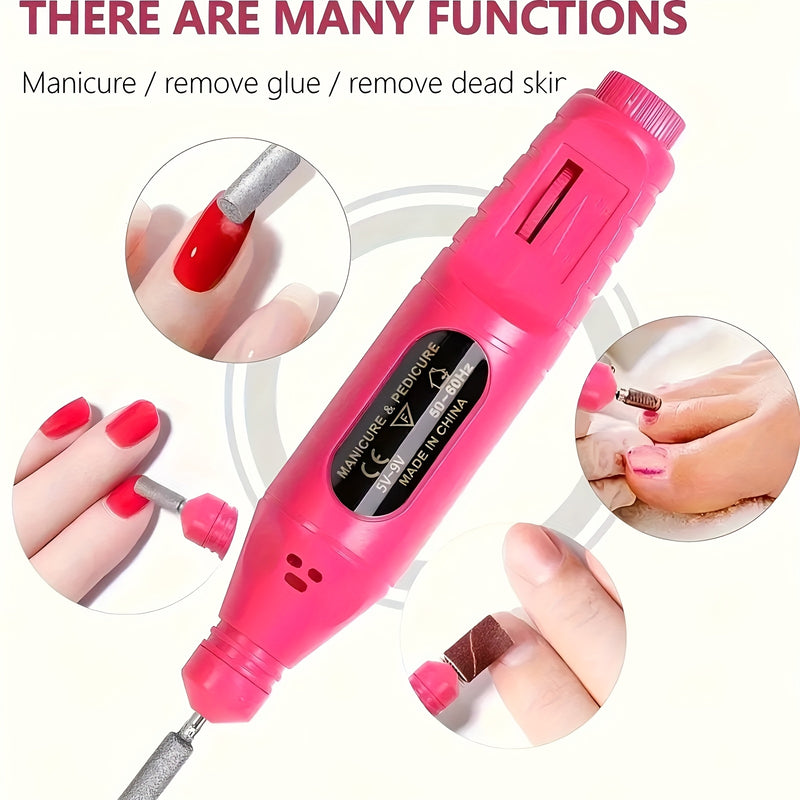 Afilador de uñas, juego de pulidor de uñas eléctrico, juego profesional de pulidor de belleza de uñas, dispositivo de pulido de uñas USB, gadget de arte de uñas, adecuado para salones de uñas.