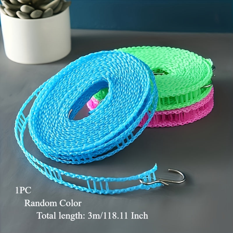 Cuerda de Ropa de Nylon Resistente - 9.8ft Portátil, Antideslizante y a Prueba de Viento para Secado Interior/Exterior, Perfecta para Camping y Dormitorios, Cuerdas de Ropa