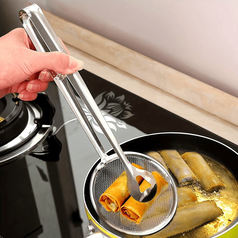 Cuchara y Pinzas de Acero Inoxidable para Cocina - Resistentes a Altas Temperaturas, Perfectas para Freír Alimentos