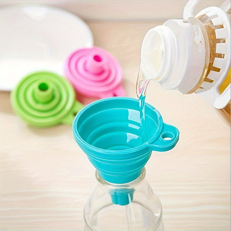 1 Paquete de Embudo Plegable - TPU Seguro para Alimentos, Diseño Ahorrador de Espacio para Líquidos e Ingredientes Secos, Uso en Cocina y Automoción, Campamento - Color Aleatorio, Esenciales de Cocina | Goma Resistente al Calor