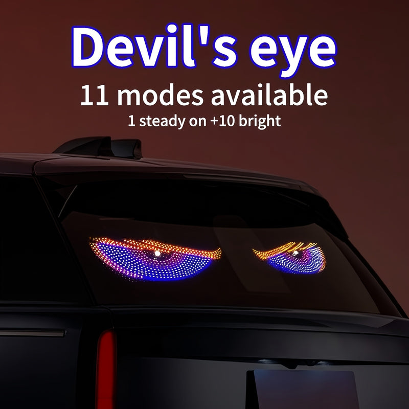 2 piezas de luces LED para retrovisores de coche con ojos del diablo, alimentadas por USB, 11 modos, luces de ambiente para vehículos frescas y elegantes con acentos rojos, azules, verdes, amarillos, rosados y naranjas, ajuste universal para coches, cami