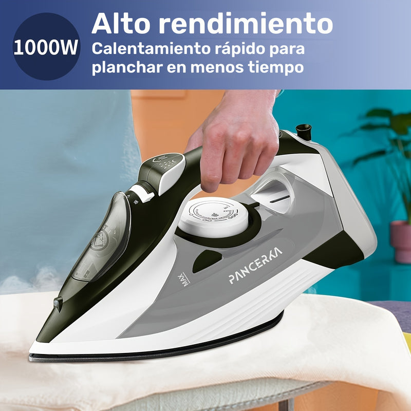 Plancha compacta PANCERKA, potente vaporizador de tela, con placa antiadherente de teflón autolimpiable, vapor inteligente, antigoteo, apagado automático, para ropa, lana, poliéster, seda, lino y nylon