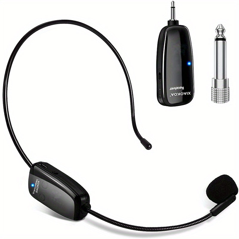 Auriculares con Micrófono Inalámbrico Recargable - Micrófono de Mano 2-en-1 con Receptor UHF para Sistemas de PA, Ideal para Discursos Públicos y Enseñanza, Carga USB Tipo-C