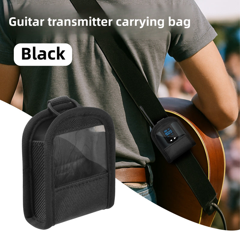 Mochila transmisora de guitarra negra - Correa ajustable, varias opciones de antenas, cierre de cremallera seguro para guitarra de bajo e instrumentos, equipo de músico, diseño elegante, construcción duradera