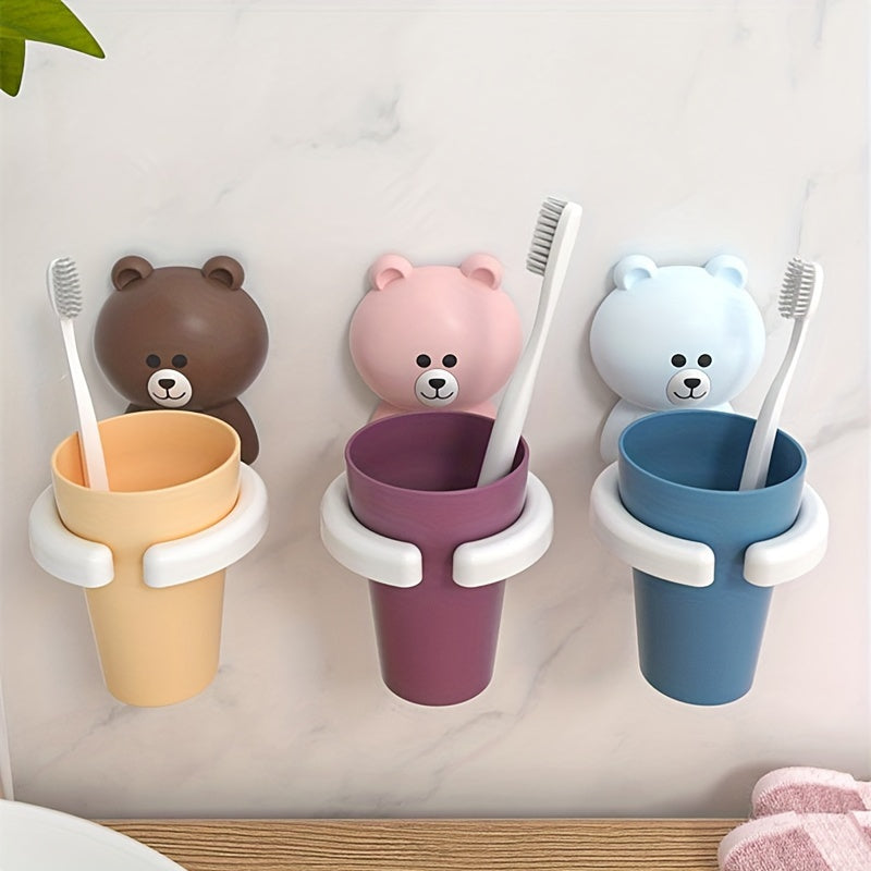 Encantador Portacepillos de Dientes de Pared 1 pza - Sin Perforaciones, Organizador Multifuncional para Cepillos y Pasta Dental, Accesorio de Baño que Ahorra Espacio, Mantén tu Espacio Ordenado y con Estilo