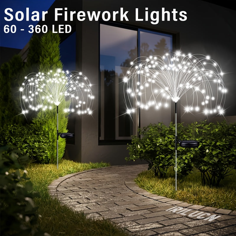 Luz de fuegos artificiales de jardín solar, luz decorativa de jardín solar exterior LED, IP65, alta calidad, iluminación de paisaje DIY para caminos, patios, decoraciones navideñas.