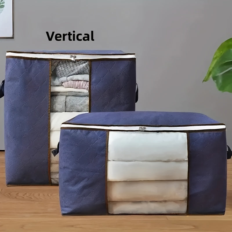 1 Pieza, Bolsa de almacenamiento de ropa de gran capacidad, manipulación de ropa de cama tejida gruesa, mantas y otros artículos de cama, bolsa de almacenamiento de ropa plegable para hotel o tienda