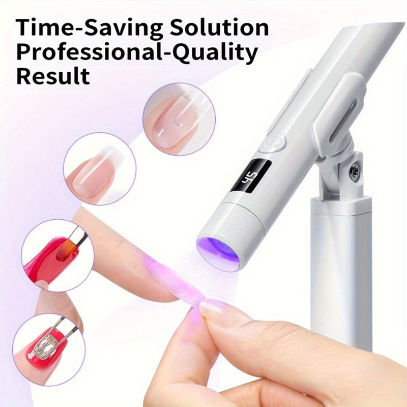 Soporte de lámpara de uñas profesional para salones - Modos de luz doble, liberación rápida, recarga USB, pantalla LCD, diseño compacto para cuidado de uñas de manos y pies, accesorios de tecnología de uñas, herramienta de belleza elegante, construcción