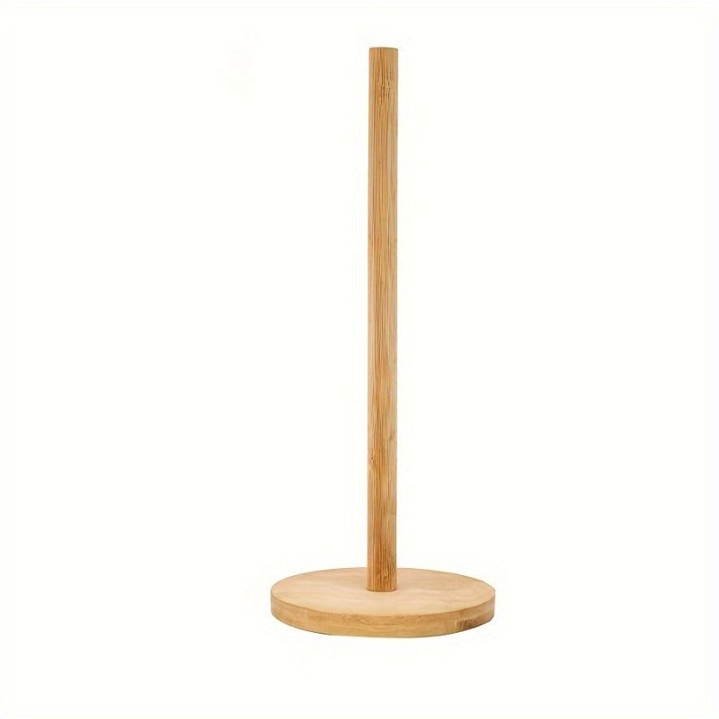 Portarrollos de bambú rústico, 1 unidad - Soporte redondo para cocina y baño, dispensador de madera estilo granja con instalación autoadhesiva, acabado natural, decoración y accesorio para baño