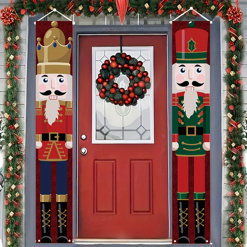Banderines navideños con diseño de nuez, decoración para puerta de exterior, 179.83 cm x 29.97 cm, tela de poliéster, adornos colgantes festivos