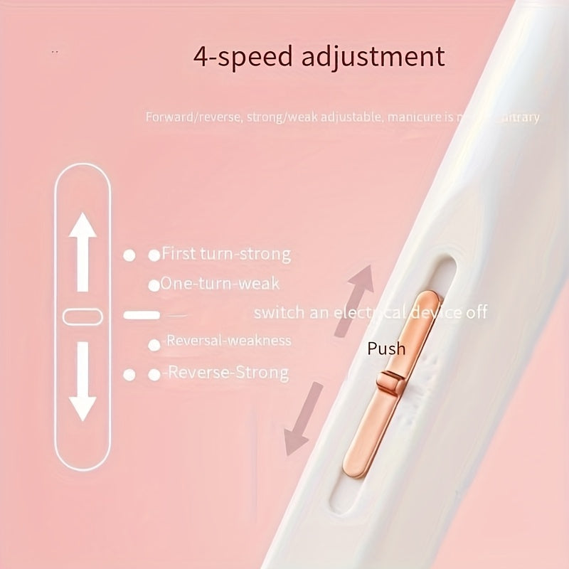 Fregadero eléctrico para uñas, kit de manicura portátil mini con 2 velocidades, cargador USB, incluye 5 piezas de acero para uñas, adecuado para uso en salones de belleza en casa.