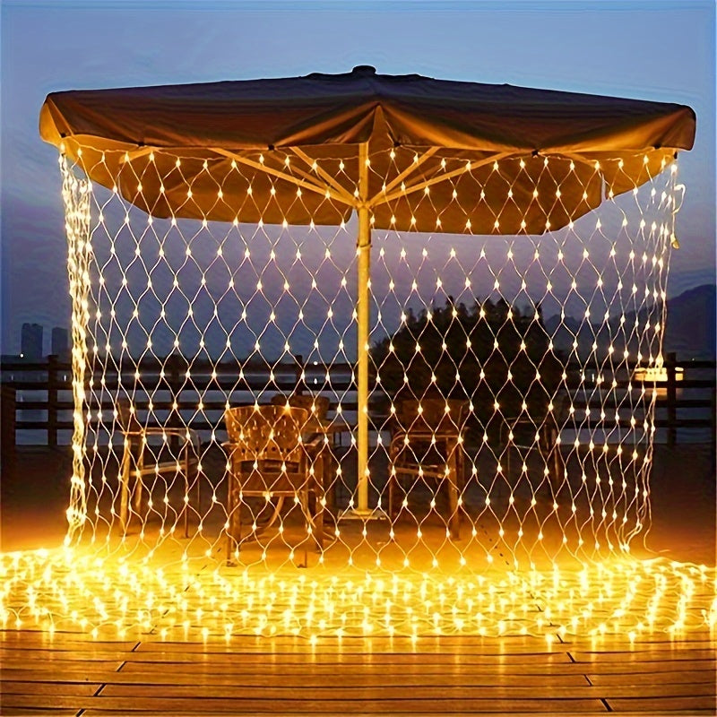 298.7cm*201.17cm 192LED Red de luces LED alimentada por energía solar, luces de malla solar, luces de red para arbustos, 8 modos, eficiente en energía para jardín, patio, pared, boda, Navidad, Halloween y decoración al aire libre, decoración festiva