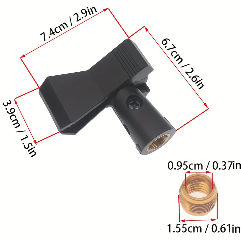 2 piezas de abrazaderas ajustables inalámbricas para micrófono - Clips de plástico duraderos con bloqueo de tornillo seguro para soporte de micrófono, ajuste sin manos, compatible con varios modelos de micrófono, grabación sin manos, construcción sólida
