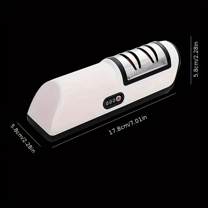 1pc COP ROSE Afilador de Cuchillos Eléctrico Automático con Funcionamiento USB, Afilado Rápido, Diseño Compacto para Cocinas Domésticas y Profesionales - Afilador Seguro para Chefs y Amantes de la Cocina, Herramienta de Cocina Elegante, Construcción Dura