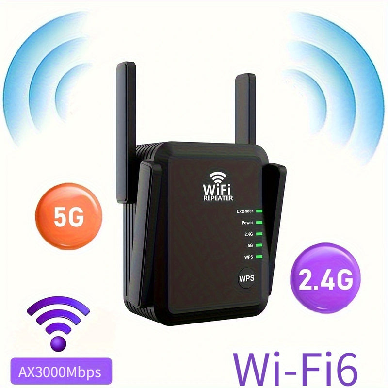 Amplificador de WiFi, Amplificador de Señal Banda Doble 5G 1200Mbps para Hogar, Cubre hasta 7000 Pies Cuadrados y 20 Dispositivos