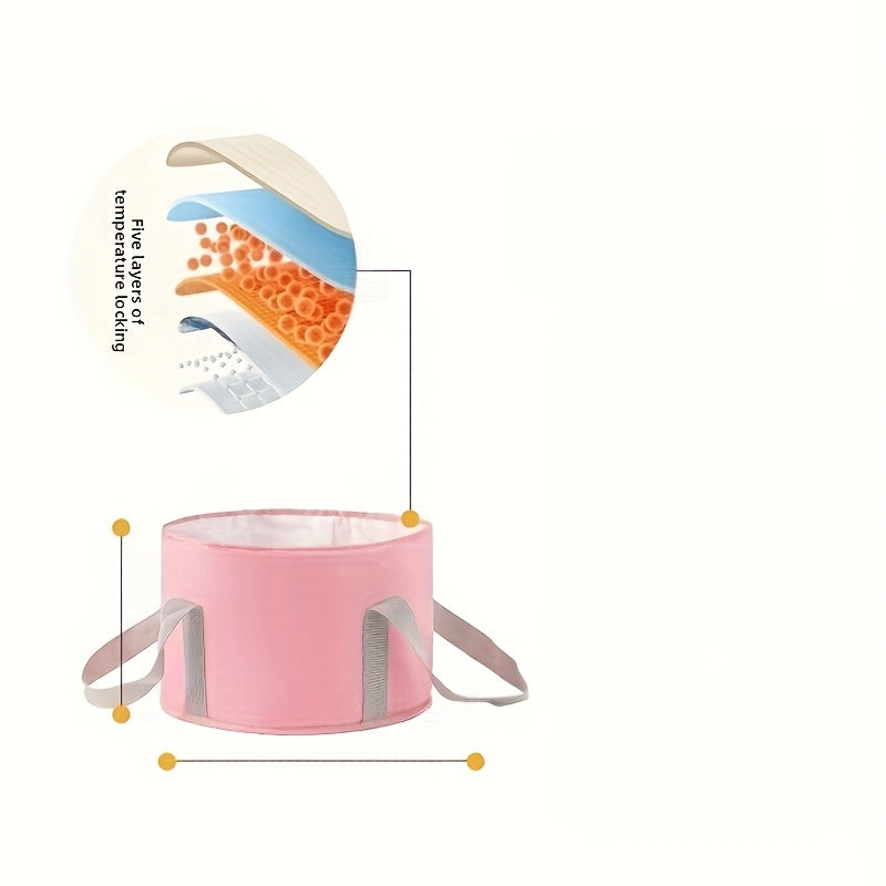 Bañera de Pie Plegable Portátil - Profunda y Ancha para Pantorrillas, Aislamiento Térmico, Rosa con Interior Blanco, Ideal para el Hogar, Residencia Universitaria o Viajes, Sin Necesidad de Energía, Esencial para un Spa en Casa | Bañera de Spa Portátil |