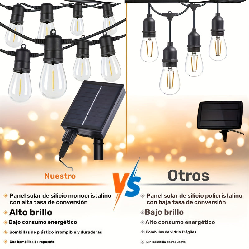 Luces solares con control remoto de 30.48 metros (30 bombillas), luces solares de 13.11/30.48 metros con 11/32 bombillas LED S14 irrompibles, luces solares para patio, jardín, balcón, cerca, camping, fiestas al aire libre, color blanco cálido