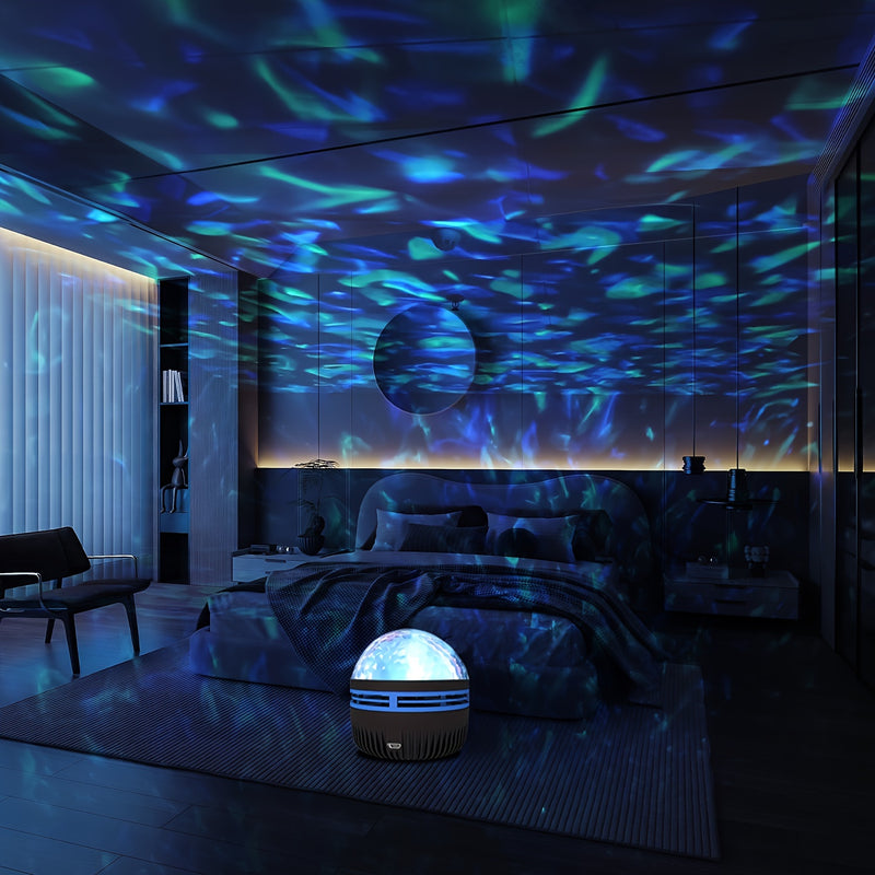 Encantadora Luz Nocturna LED de Ondas de Agua con Control Remoto - Luz de Escenario de Bola de Cristal Alimentada por USB para Dormitorio, Sala de Juegos y Ocasiones Especiales