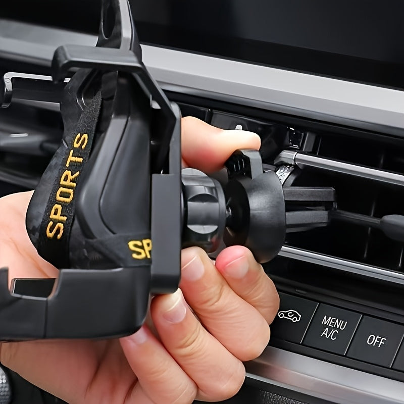Soporte para Teléfono de Coche de Fibra de Carbono - Agarre Ajustable para Rejilla de Aire con Detalles Rojos, Material ABS Negro, Compatible con la Mayoría de Vehículos, Soporte para Rejilla de Aire | Diseño Moderno | Material ABS Duradero, Porta Teléfo