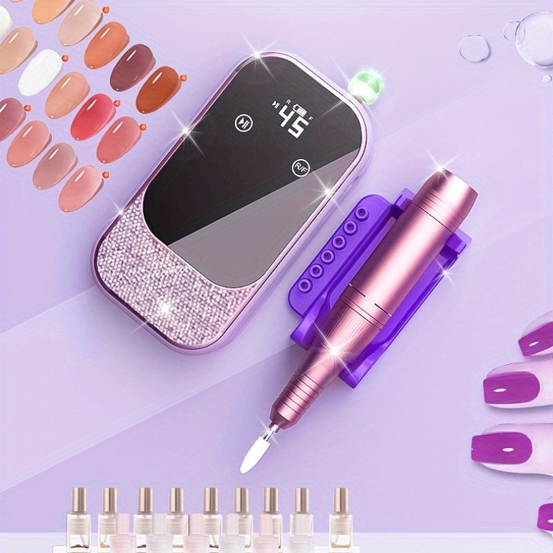 Polidor de Uñas de 45000 RPM con Pantalla Digital de Alta Definición, Máquina Portátil Profesional para Pulir Esmalte y Gel Inalámbrica para Salón de Manicura Eléctrico en Casa o Viaje