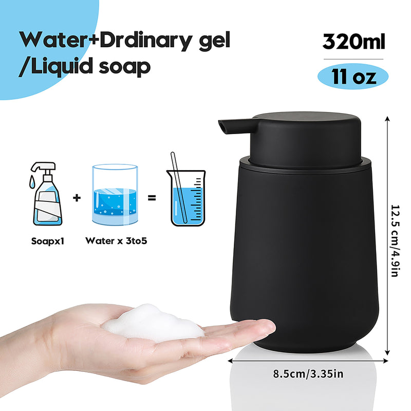 Dispensador de Jabón Espumoso Negro Mate - Libre de BPA, Independiente para Uso en Cocina y Baño