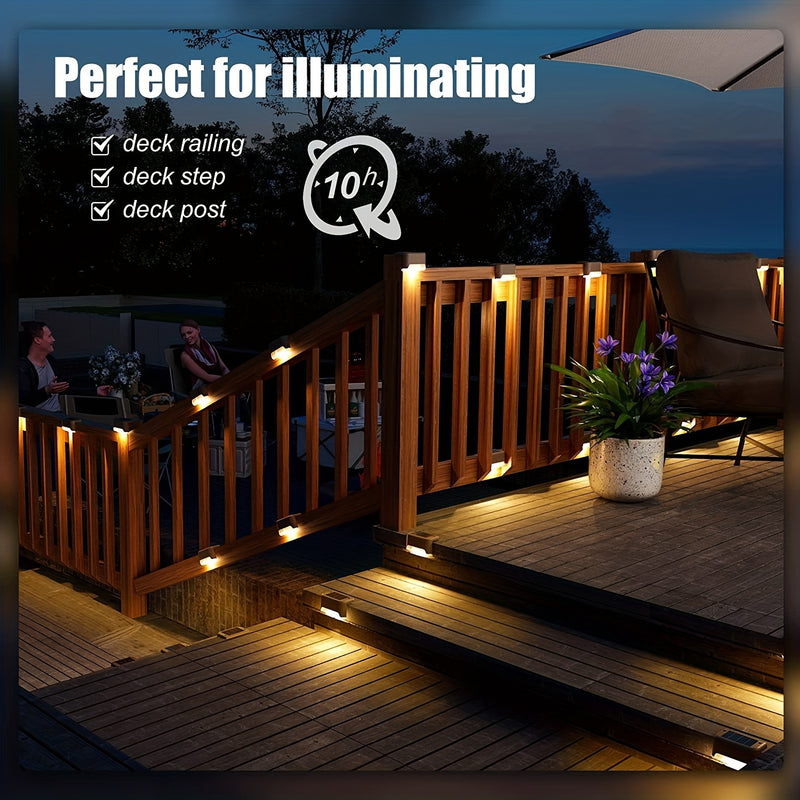 4 luces solares para exteriores, luces LED decorativas solares para caminos de jardín, luces solares para cercas, luces solares para escalones, escaleras exteriores, balcones, patios y senderos