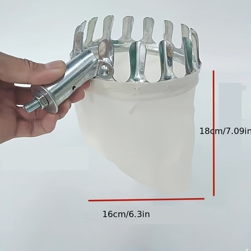 1pc Herramienta Recogedor de Frutas Metálica, Palo Telescópico No Incluido, Alcance Alto para Dátiles, Nueces y Caquis - Accesorio Fácil para Cosecha en Jardinería