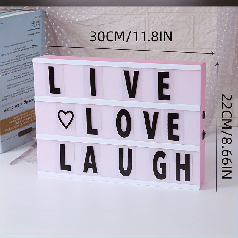 1 Pieza, Mini Caja De Luz Cinematográfica LED Decorativa, 7,87" X 5,9" (Aproximadamente 20 Cm X 15,24") - Caja De Luz Personalizada DIY Con 100 Letras, Números Y Símbolos, Cable USB Incluido, Caja De Luz Blanca Con Tarjetas De Letras, Bar De Dormitorio,
