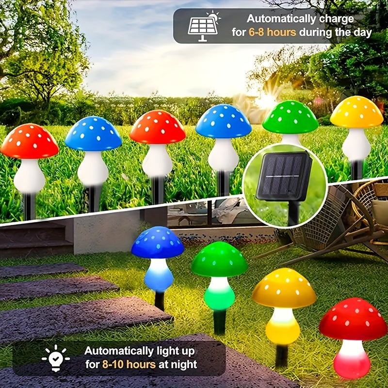 8 luces de sendero de jardín al aire libre con LED, luces solares de césped de hongo, iluminación de paisaje al aire libre, 8 modos de iluminación, lindas luces nocturnas decorativas para fiestas en el patio.