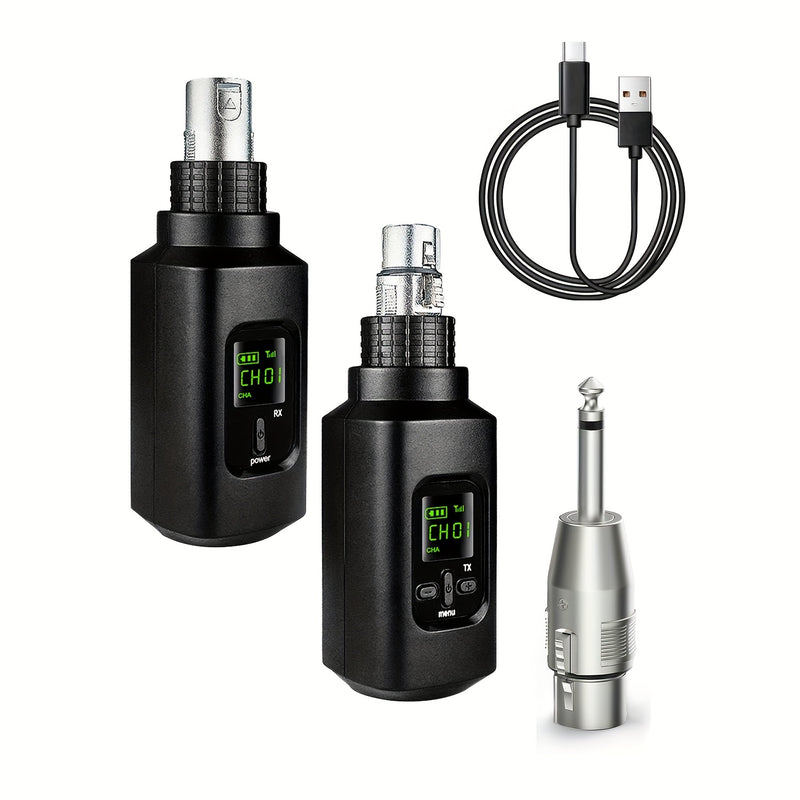 Sistema de Micrófono Inalámbrico 2.4 GHz con Enrutador y Receptor XLR para Micrófonos Dinámicos, Mezcladora y Sistemas de Sonorización, Conexión de 2 Emisores para Transmisión Sincronizada