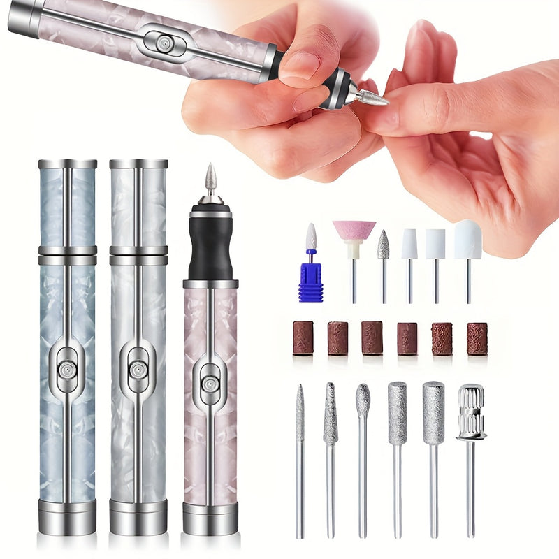 Lima eléctrica para uñas, kit profesional de manicura, herramienta para esmaltado de uñas con 18 cabezales reemplazables, ideal para cuidado de pies, pulido y remoción, regalo para mujeres, regalo para el Día de la Madre