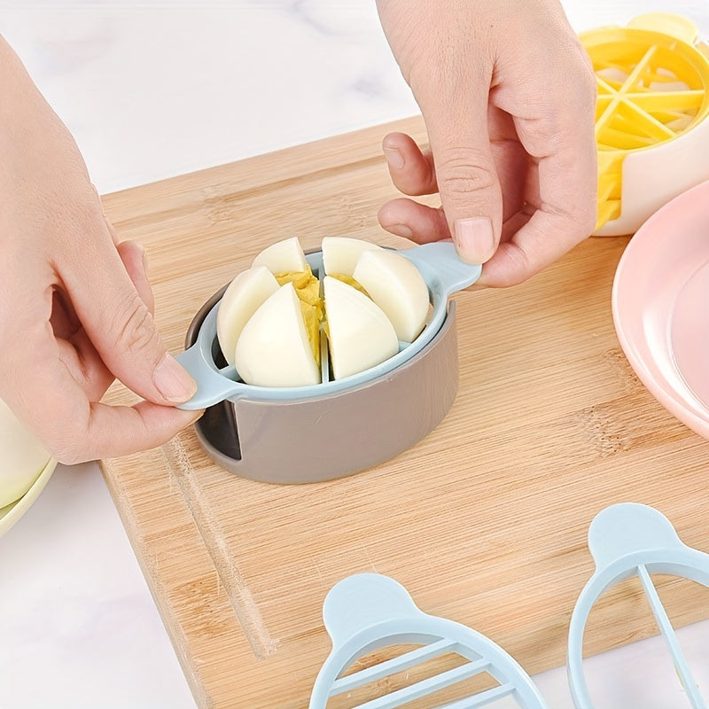 Rebanador y Cortador de Huevos 3-en-1 - Gadget de Cocina Versátil, Resina ABS Duradera, No Eléctrico con Cuchillas Intercambiables para Huevos Duros, Frutas y Más - Perfecto para Cocinar al Aire Libre